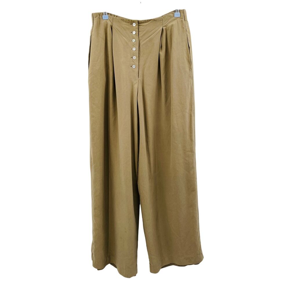 Express vintage 100%‎ Silk Button Fly pleated wide leg pants
